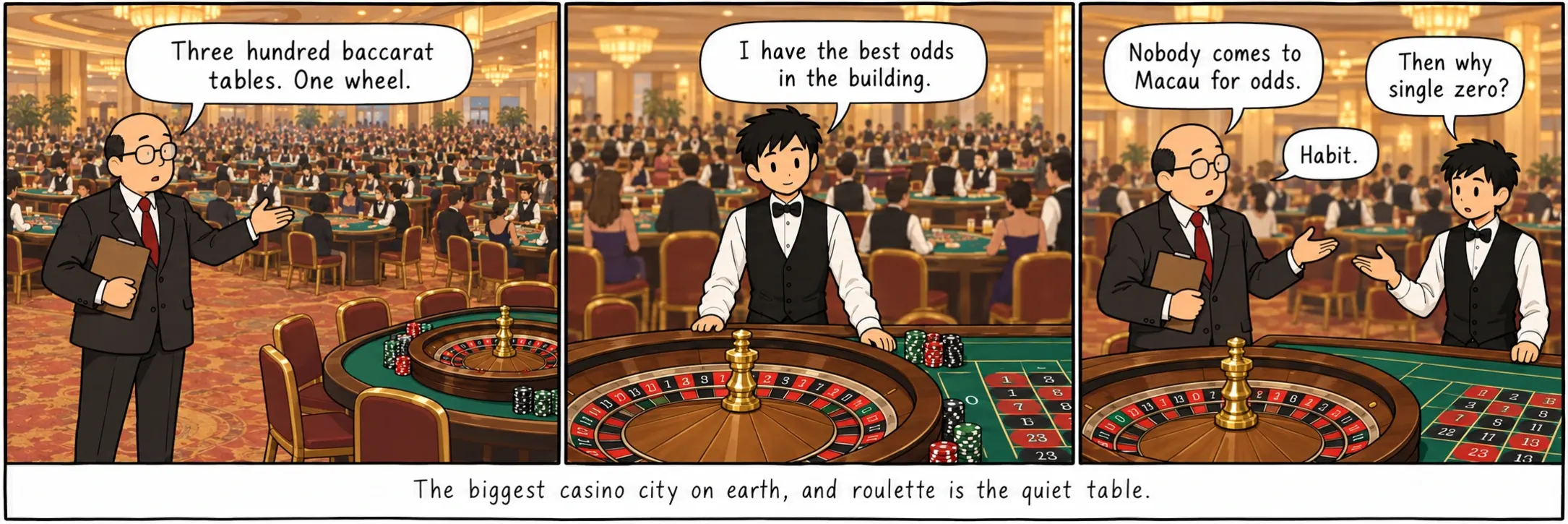 Největší kasinové město na zemi a ruleta je tichý stůl.